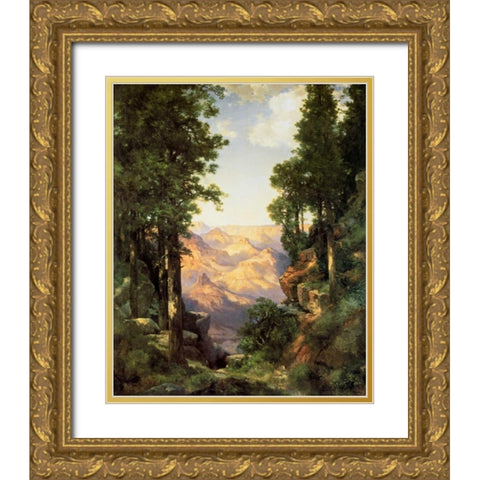 The Grand Canyon 1919 Gold Ornate Wood Framed Art Print with Double Matting by Moran, Thomas