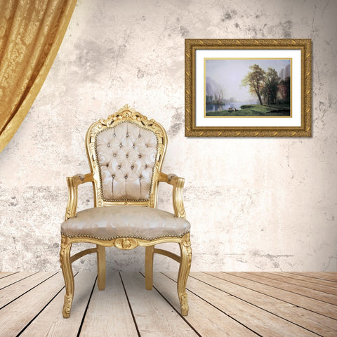 King River Canyon, California Gold Ornate Wood Framed Art Print with Double Matting by Bierstadt, Albert