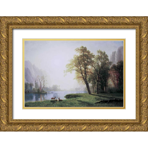 King River Canyon, California Gold Ornate Wood Framed Art Print with Double Matting by Bierstadt, Albert