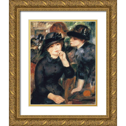 Girls In Black Gold Ornate Wood Framed Art Print with Double Matting by Renoir, Pierre-Auguste