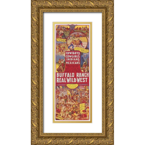 Cowboys, Cowgirls, Indians Gold Ornate Wood Framed Art Print with Double Matting by Anonymous