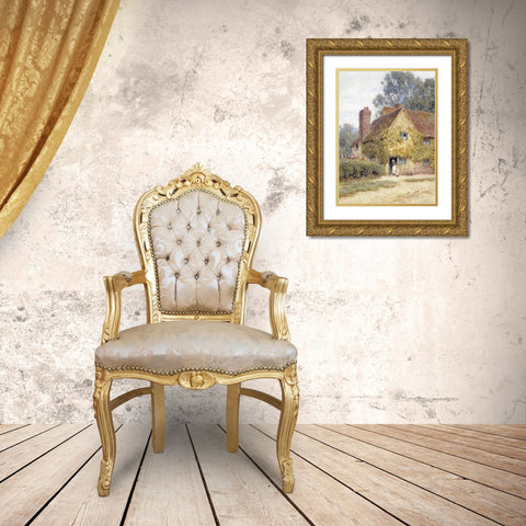A Cottage at Denham, Buckinghamshire Gold Ornate Wood Framed Art Print with Double Matting by Allingham, Helen