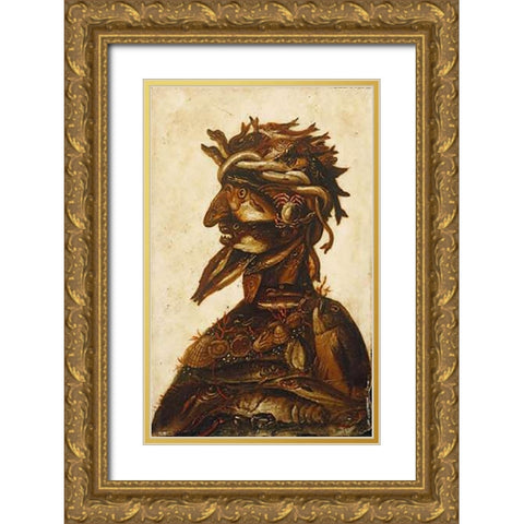 The Four Elements - Water Gold Ornate Wood Framed Art Print with Double Matting by Arcimboldo, Giuseppe