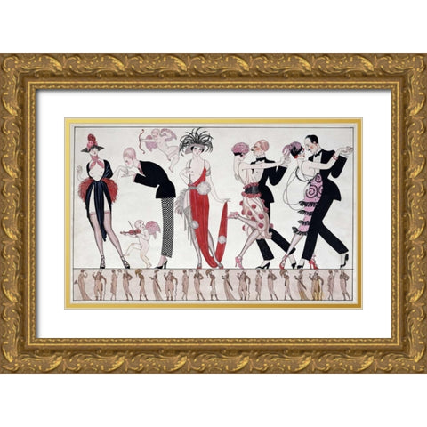 The Tango Gold Ornate Wood Framed Art Print with Double Matting by Barbier, Georges