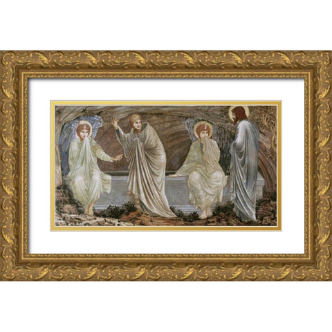 The Morning of The Resurrection Gold Ornate Wood Framed Art Print with Double Matting by Burne-Jones, Sir Edward