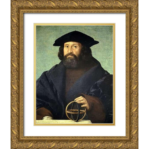 Portrait of An Astronomer Gold Ornate Wood Framed Art Print with Double Matting by Cariani, Giovanni