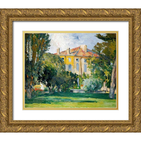 The House at Jas De Bouffan Gold Ornate Wood Framed Art Print with Double Matting by Cezanne, Paul
