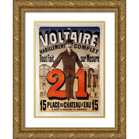 A Voltaire Gold Ornate Wood Framed Art Print with Double Matting by Cheret, Jules