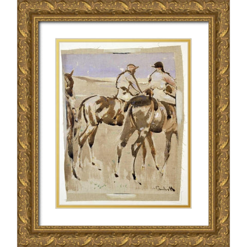 American Jockeys, Racehorses Gold Ornate Wood Framed Art Print with Double Matting by Crawhill, Joseph