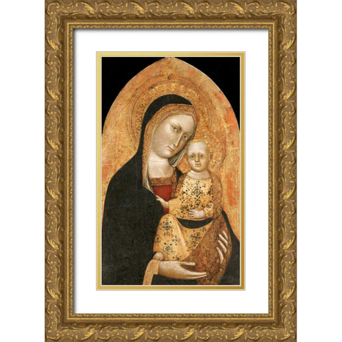 The Madonna and Child Gold Ornate Wood Framed Art Print with Double Matting by Da Pisa, Giovanni Di Nicola