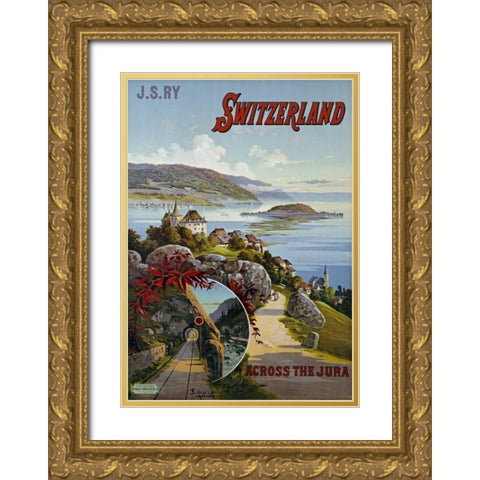 Switzerland Across The Jura Gold Ornate Wood Framed Art Print with Double Matting by D Alesi, Hugo