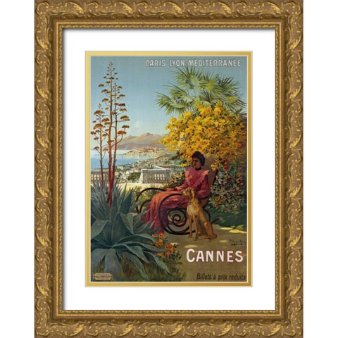 Cannes, P.L.M Gold Ornate Wood Framed Art Print with Double Matting by D Alesi, Hugo
