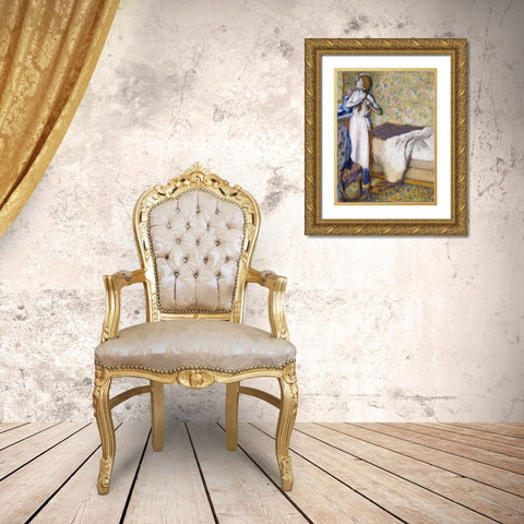 Morning Toilet Gold Ornate Wood Framed Art Print with Double Matting by Degas, Edgar