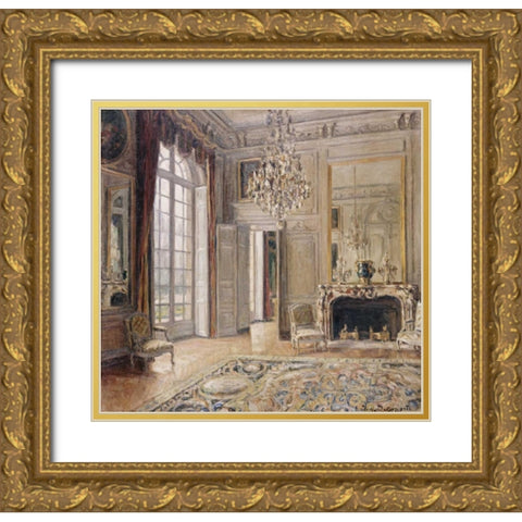 Salon De Madame De Maintenon Gold Ornate Wood Framed Art Print with Double Matting by Delaporte, Maurice-Eugene