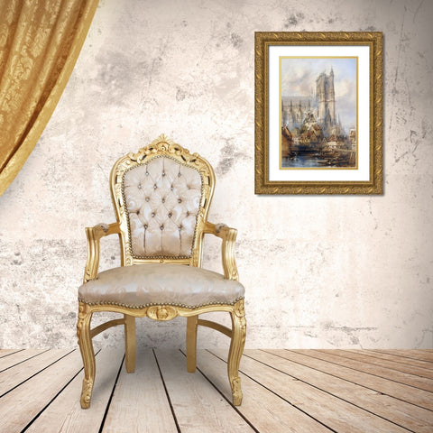 Amiens Cathedral Gold Ornate Wood Framed Art Print with Double Matting by Dibdin, Thomas Colman