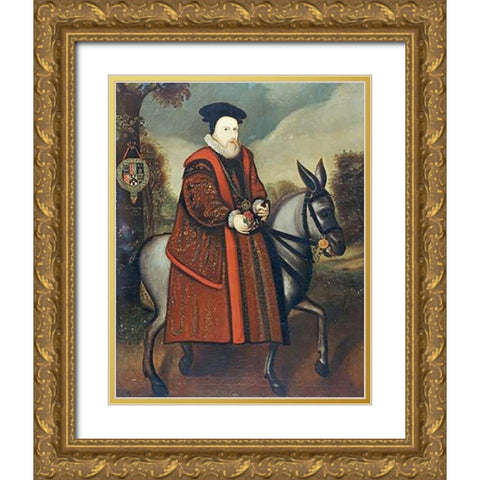 William Cecil, 1st Baron Burghley Gold Ornate Wood Framed Art Print with Double Matting by English School