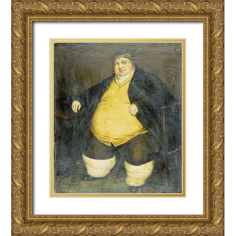 Portrait of Daniel Lambert Gold Ornate Wood Framed Art Print with Double Matting by English School