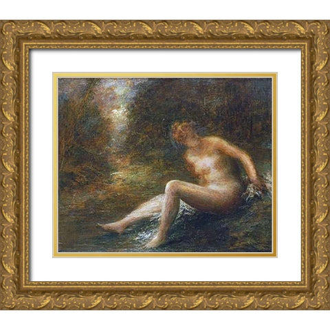 The Huntress Gold Ornate Wood Framed Art Print with Double Matting by Latour, Henri Fantin