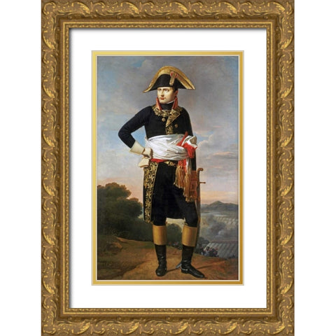 Portrait of Napoleon Gold Ornate Wood Framed Art Print with Double Matting by French School