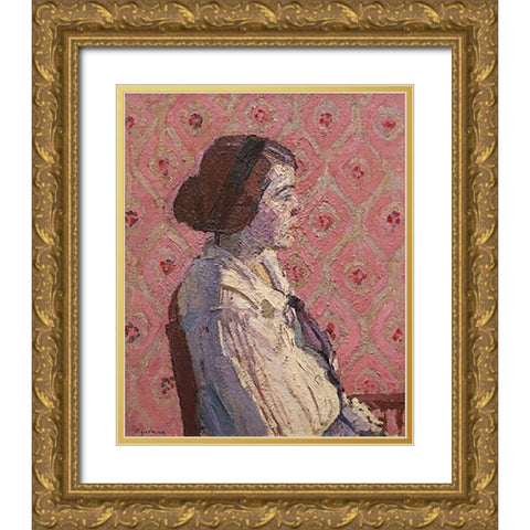 A Portrait In Profile Gold Ornate Wood Framed Art Print with Double Matting by Gilman, Harold