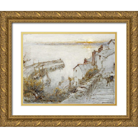 Clovelly Gold Ornate Wood Framed Art Print with Double Matting by Goodwin, Albert