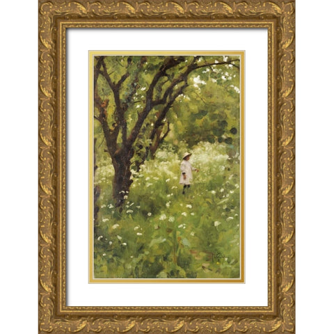 The Orchard Gold Ornate Wood Framed Art Print with Double Matting by Gotch, Thomas Cooper
