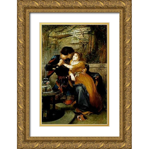 Paolo and Francesca Gold Ornate Wood Framed Art Print with Double Matting by Halle, Charles Edward