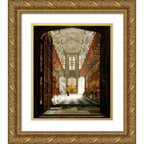 A View of The Interior of Henry VIIs Chapel, Westminster Abbey Gold Ornate Wood Framed Art Print with Double Matting by Harwood, John