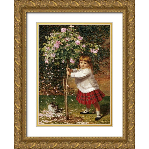 The Rose Tree Gold Ornate Wood Framed Art Print with Double Matting by Hayllar, James