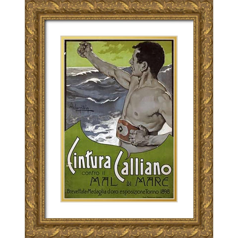 Cintura Calliano Gold Ornate Wood Framed Art Print with Double Matting by Hohenstein, Adolfo