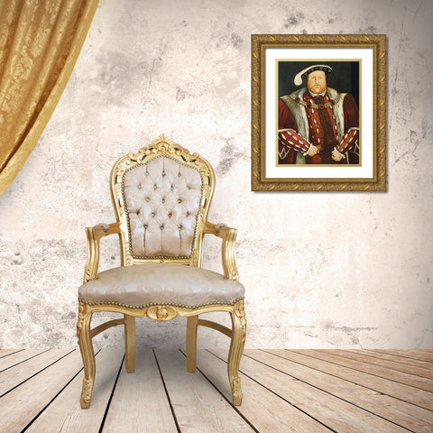 Portrait of King Henry VIII Gold Ornate Wood Framed Art Print with Double Matting by Holbein, Hans