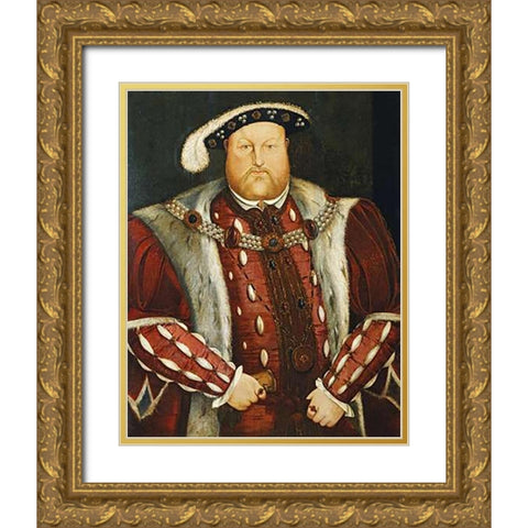 Portrait of King Henry VIII Gold Ornate Wood Framed Art Print with Double Matting by Holbein, Hans