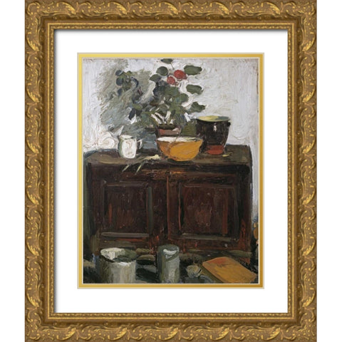 The Kitchen Dresser, Larkhall Gold Ornate Wood Framed Art Print with Double Matting by Hunter, George Leslie
