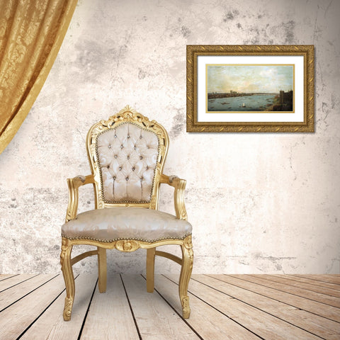 The City of Westminster From Lambeth Gold Ornate Wood Framed Art Print with Double Matting by Joli, Antonio