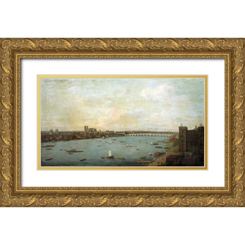 The City of Westminster From Lambeth Gold Ornate Wood Framed Art Print with Double Matting by Joli, Antonio