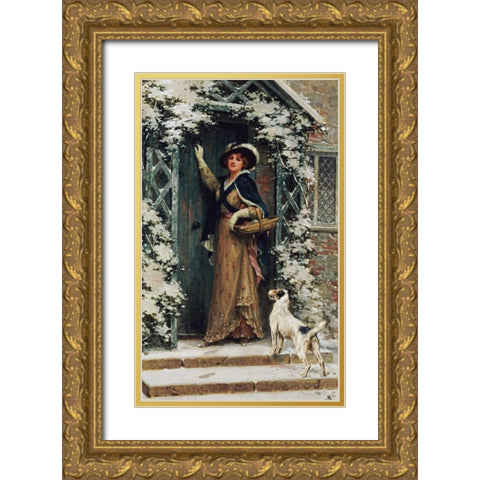 Christmas Cheer Gold Ornate Wood Framed Art Print with Double Matting by Knowles, George Sheridan