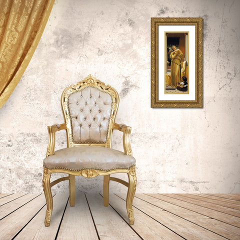 The Bracelet Gold Ornate Wood Framed Art Print with Double Matting by Leighton, Lord Frederick