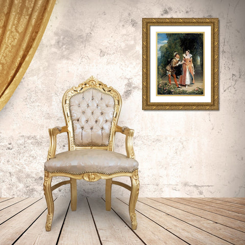 The ProVintageal Gold Ornate Wood Framed Art Print with Double Matting by Leslie, Charles Robert