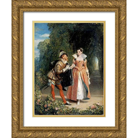 The ProVintageal Gold Ornate Wood Framed Art Print with Double Matting by Leslie, Charles Robert
