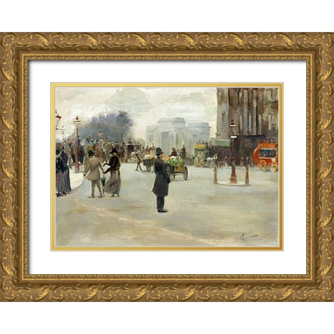 Hyde Park Corner Gold Ornate Wood Framed Art Print with Double Matting by Ludovici, Albert