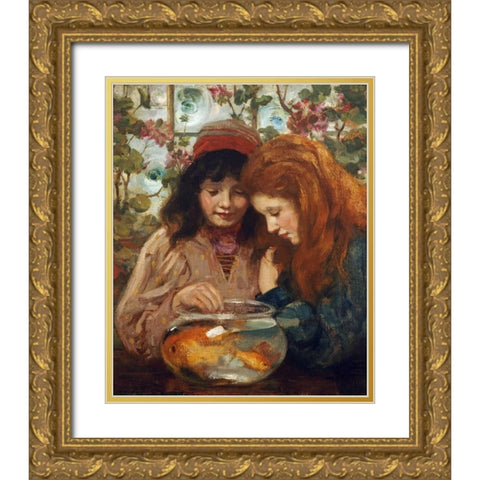 The Goldfish Bowl Gold Ornate Wood Framed Art Print with Double Matting by MacGeorge, William Stewart