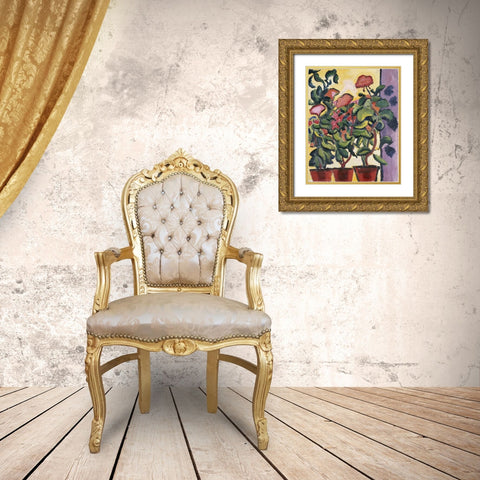 Geranium Am Fenster Gold Ornate Wood Framed Art Print with Double Matting by Macke, August