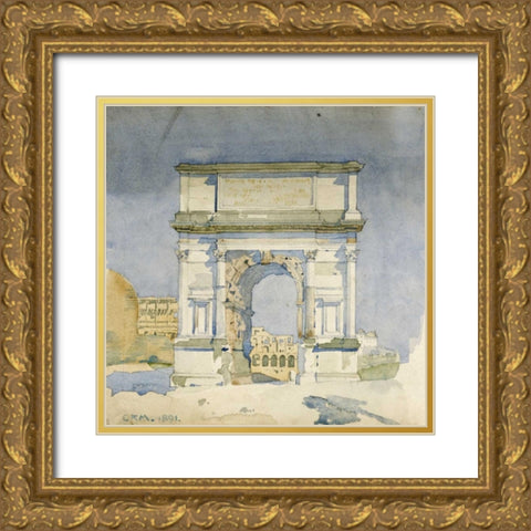 Rome, Arch of Titus Gold Ornate Wood Framed Art Print with Double Matting by Mackintosh, Charles Rennie