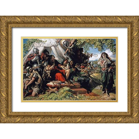 King Cophetua and The Beggar Maid Gold Ornate Wood Framed Art Print with Double Matting by Maclise, Daniel