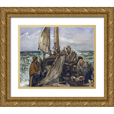 The Workers of the Sea Gold Ornate Wood Framed Art Print with Double Matting by Manet, Edouard