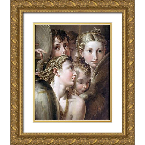 Five Angels Gold Ornate Wood Framed Art Print with Double Matting by Mazzola, Francesco