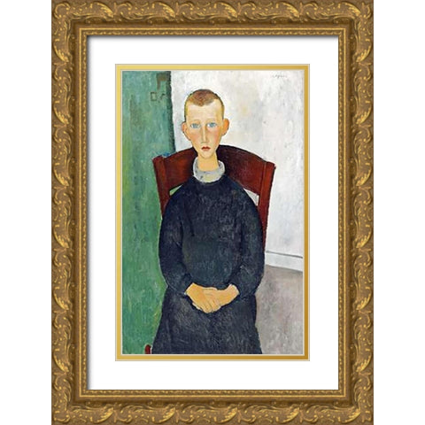 The Caretakers Son Gold Ornate Wood Framed Art Print with Double Matting by Modigliani, Amedeo