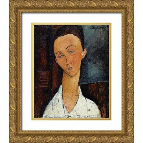 Lunia Czechowska Gold Ornate Wood Framed Art Print with Double Matting by Modigliani, Amedeo