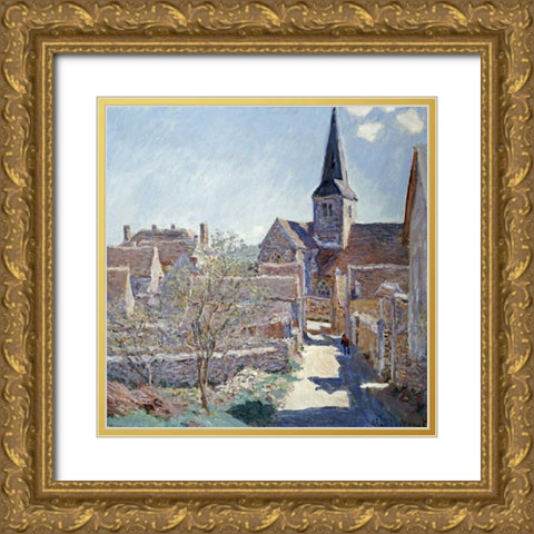 Bennecourt Gold Ornate Wood Framed Art Print with Double Matting by Monet, Claude