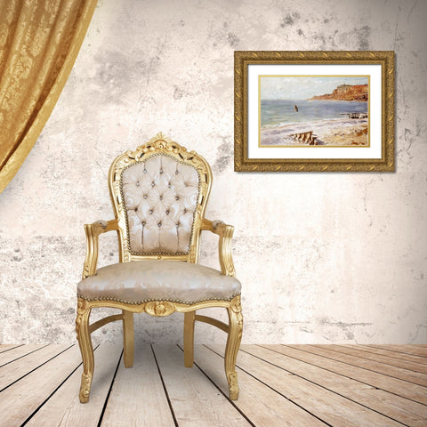 Seascape at Sainte-Adresse Gold Ornate Wood Framed Art Print with Double Matting by Monet, Claude